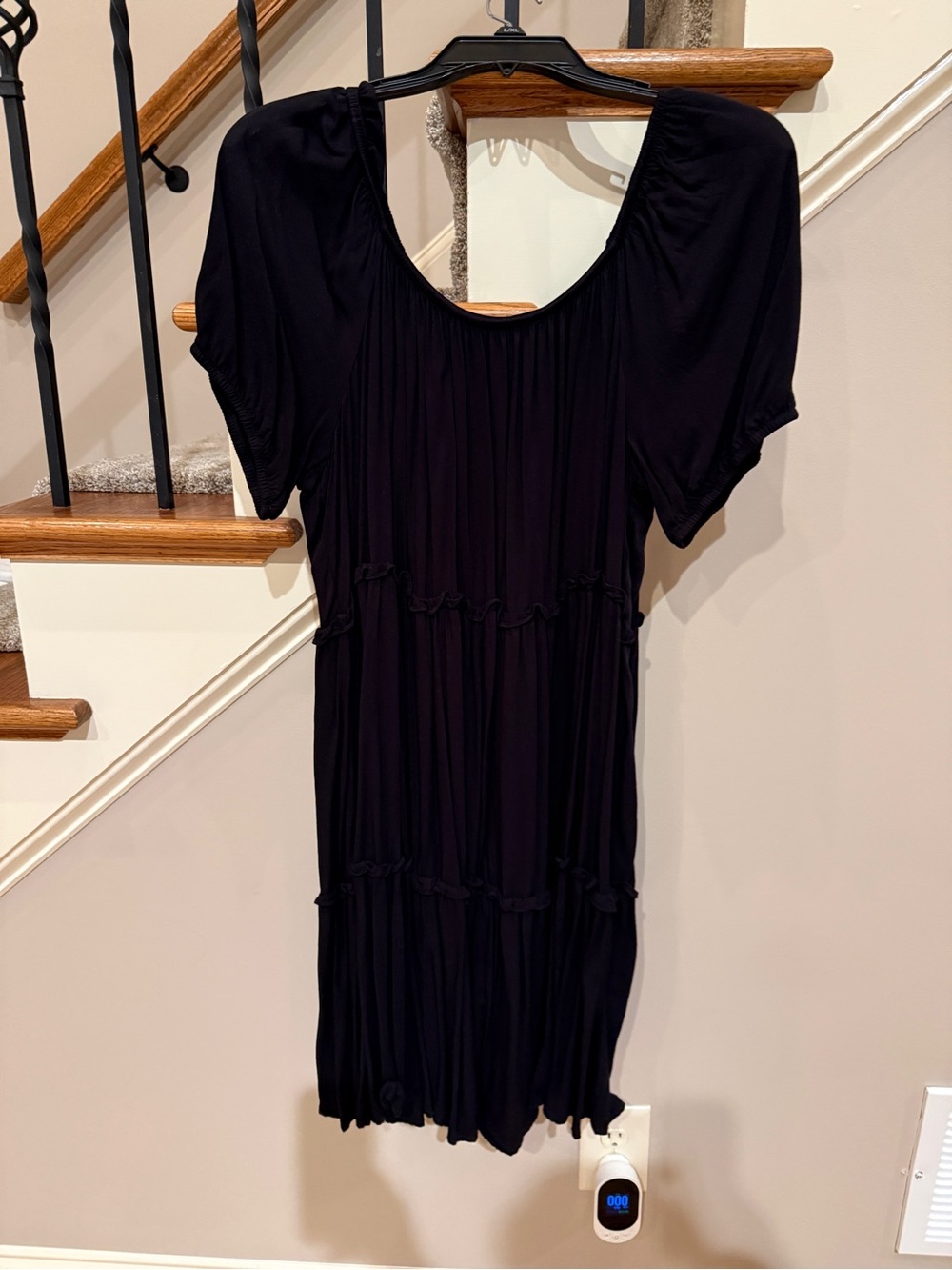 The Limited Black Short Sleeve Tiered Mini Dress
